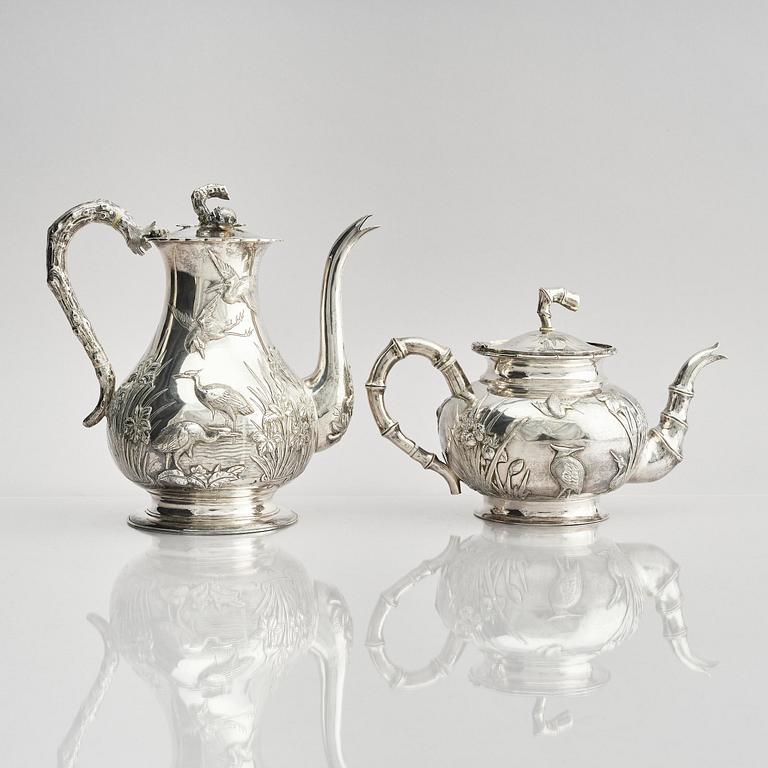A fine Chinese Export silver tea and coffee service, Sing Fat, early 20th century.