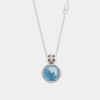 Chimento,  Brilliant cut diamond and cabochon cut blue topaz necklace.