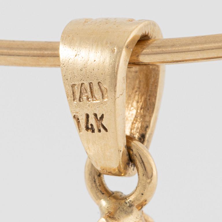 Necklace, collar with pendant, 14K gold, Italy.