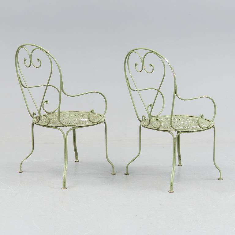 TRÄDGÅRDSMÖBLER, 5 delar, metall, 1900-tal.