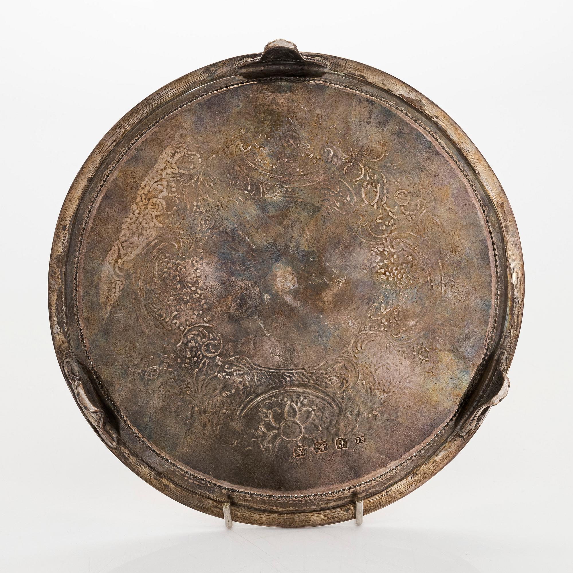 A sterling silver salver, maker's mark Robert Jones I, London ca 1781.