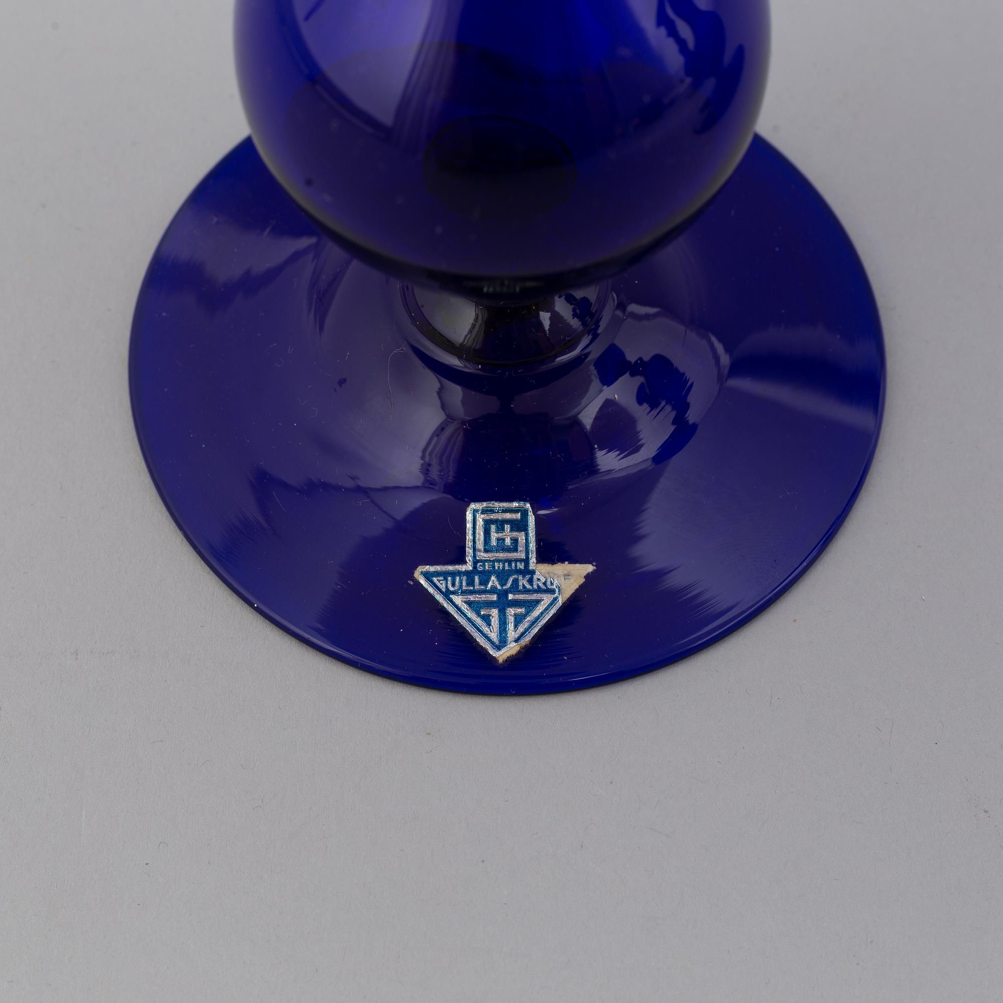 HUGO GEHLIN, a set of 4 glass candlesticks, Gullaskruf.