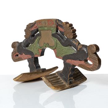 A Swedish carved and polychrome-painted part horse harness, 18th century.