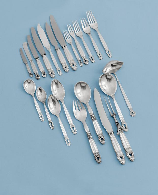 A Johan Rohde set of 147 pcs of flatware 'Acorn', Georg Jensen, Copenhagen 1933-44.