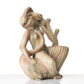 Stig Lindberg, a stoneware sculpture of 'Leda and the Swan', Gustavsberg, Sweden 1940-50s.
