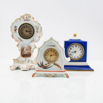 Table clock 3 pcs Kronach/Rosenthal Germany 1st half of the 20th century porcelain.