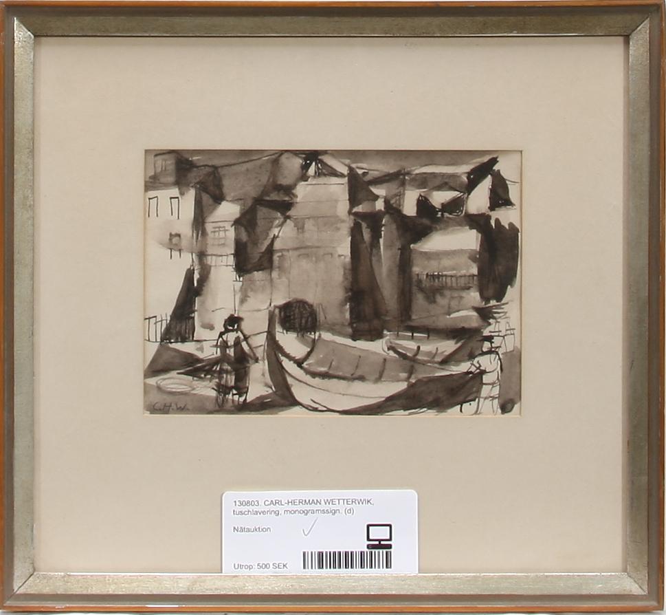 CARL-HERMAN WETTERWIK, tuschlavering, monogramssign.