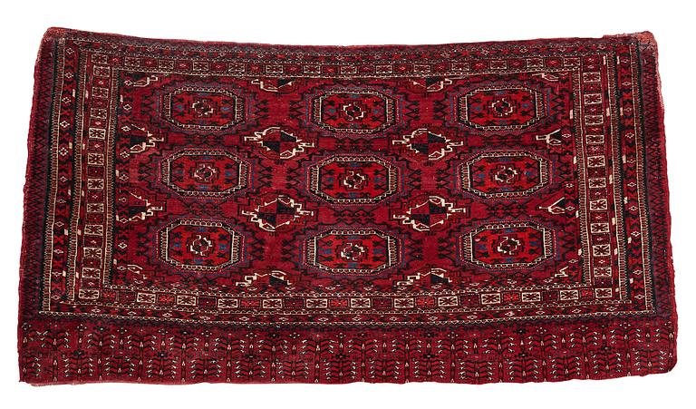 Matto/a bag, an antique Tekke chuval, Turkmen, ca  80-85 x 146-157 cm.
