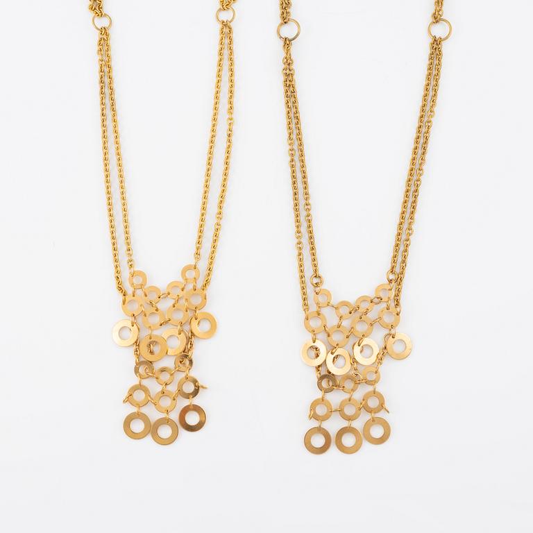 Siv Lagerström, two collars, gold-coloured metal.