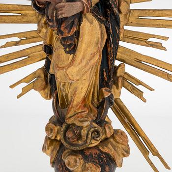 A Madonna with Child sculpture, 18th century, presumably Northern Europe.