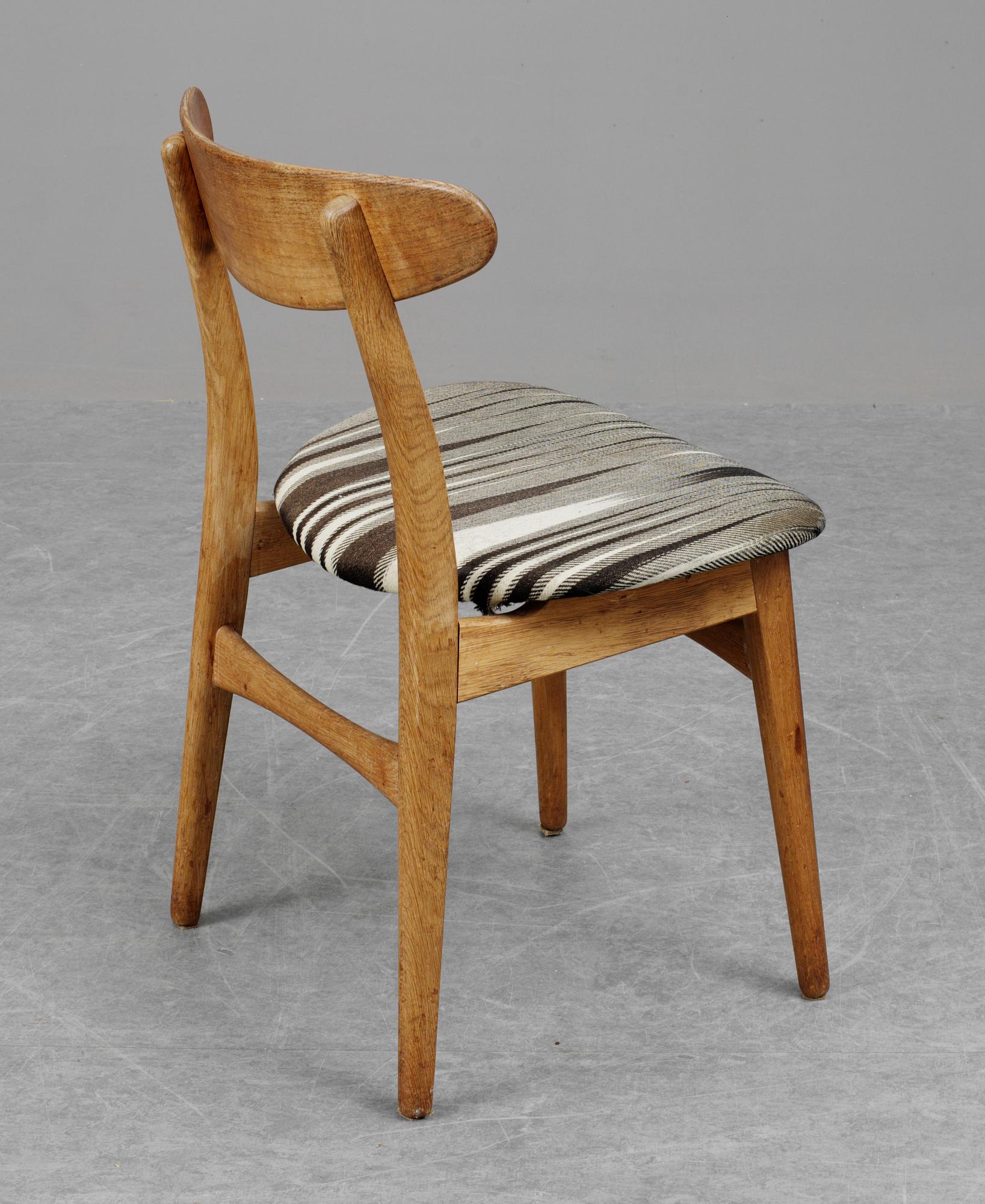 HANS J WEGNER, stolar, 6 st "CH-30", Carl Hansen, Danmark 1950-60-tal.