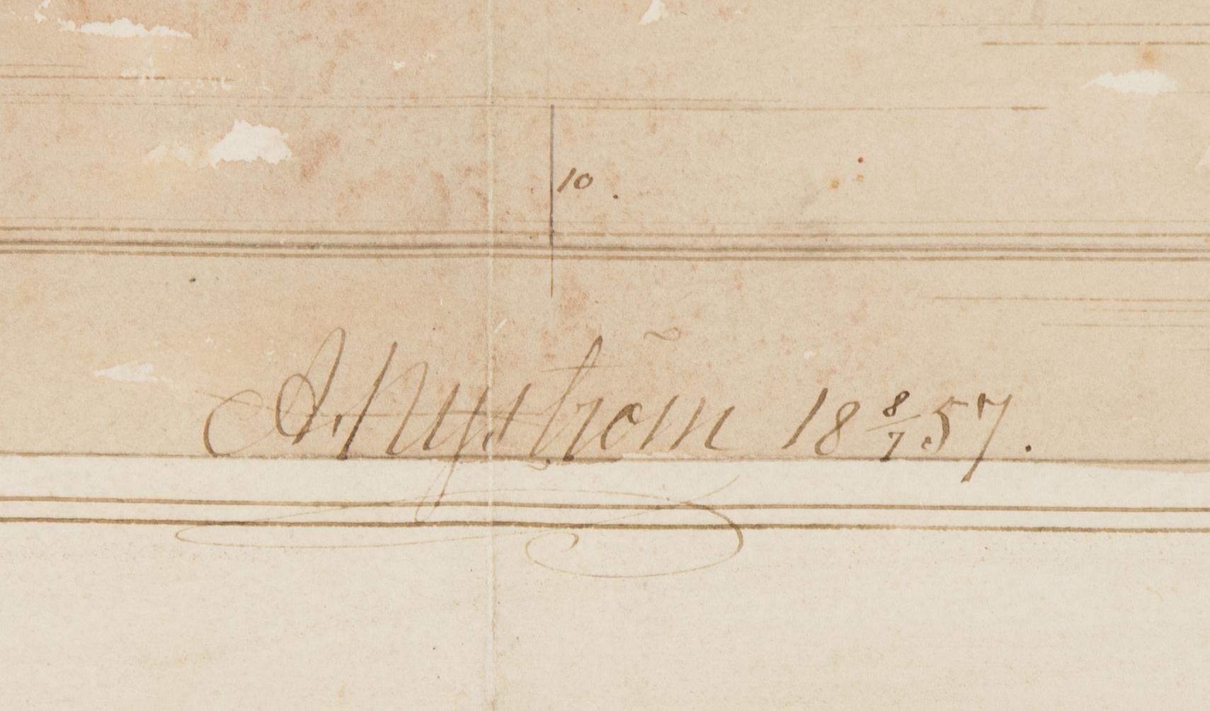 A architect drawing in watercolour by Axel Nyström (1793-1868).