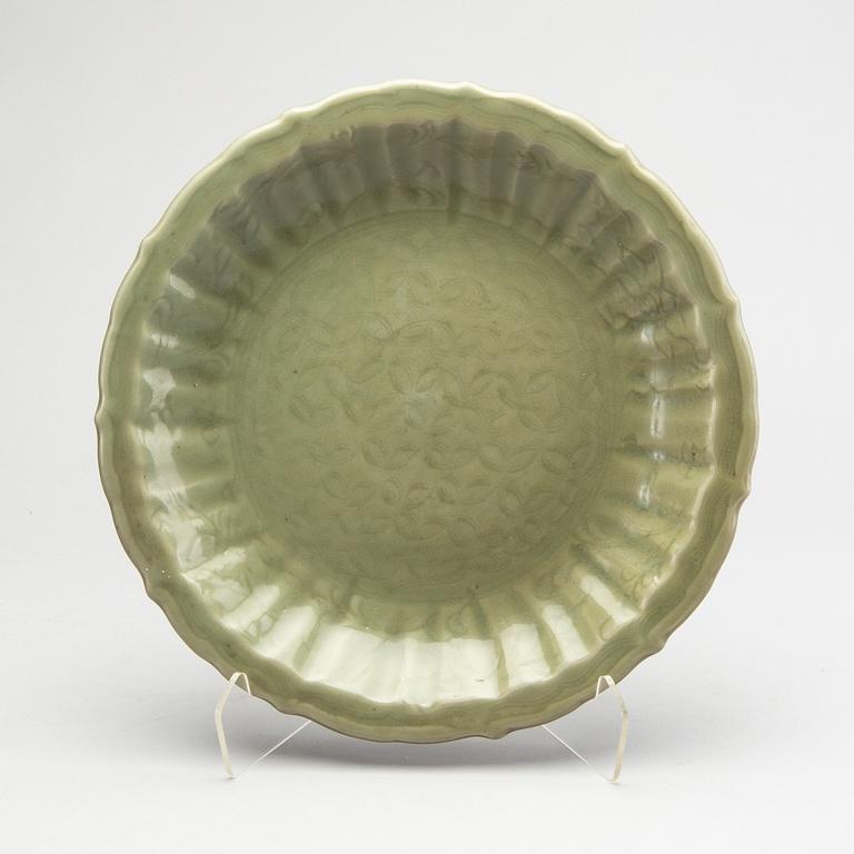 A Chinese celadon Ming dynasty  dish.