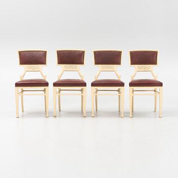 Ferdinand Boberg, a set of four Art Nouveau chairs, Sweden, circa 1900.