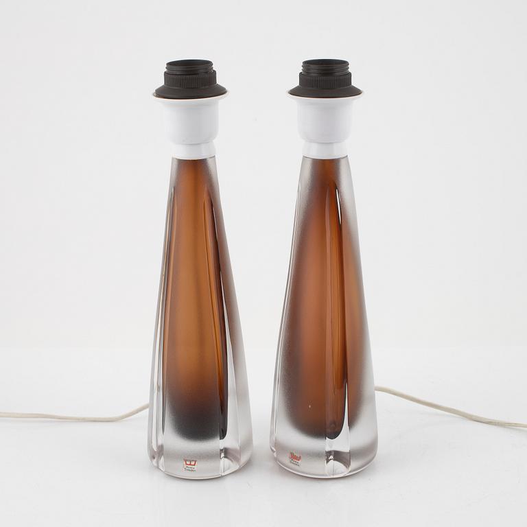 A pair glass Kosta table lamps, second half 1900's.
