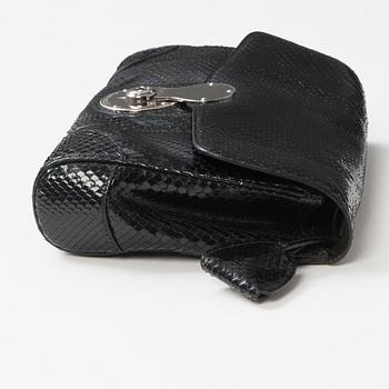 CLUTCH, Ralph Laurent, a black snakeskin embossed shoulder bag / clutch bag, Ralph Lauren.