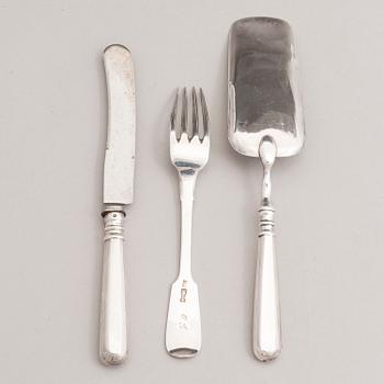LEOPOLD MICHELSEN, A silver cake server and a knife and fork, Tallinn 1879-81.