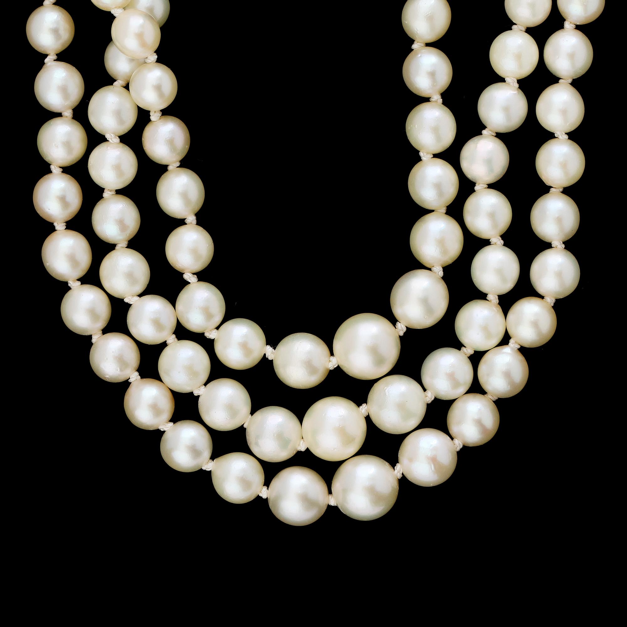COLLIER, odlade pärlor, lås i silver.