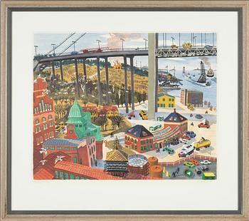 Mona Huss Walin, litografi, signerad och daterad -71 med dedikation, onumrerad.