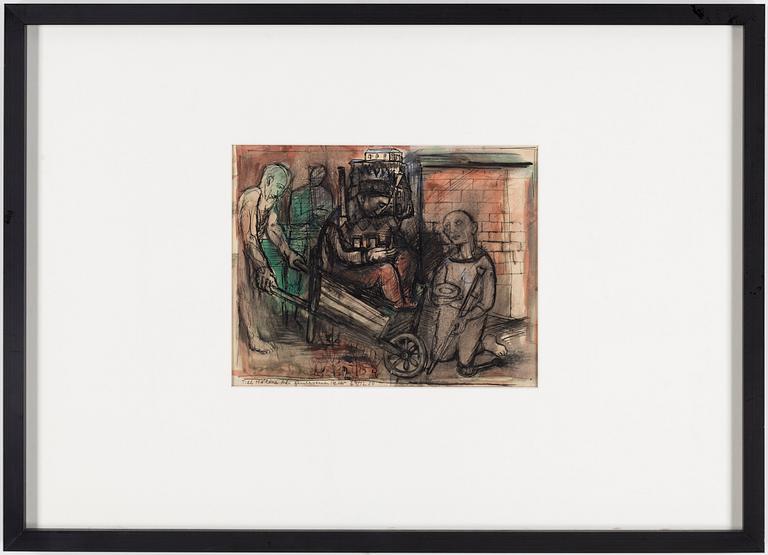 PETER WEISS, ink wash on paper, signed and dated 1950.