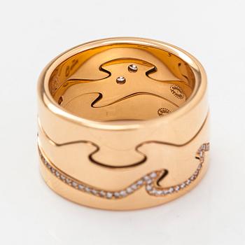 Georg Jensen, ring, "Fusion", 3 st, 18K roséguld med diamanter totalt ca 0.34 ct.