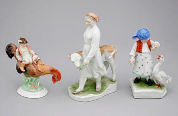 FIGURINER, 3 st, porslin, Herend. 1900-tal.