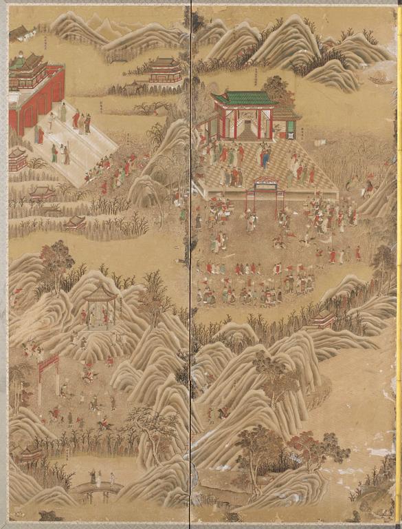 A six fold screen, anonymous Japanese artist, probably 17th Century.