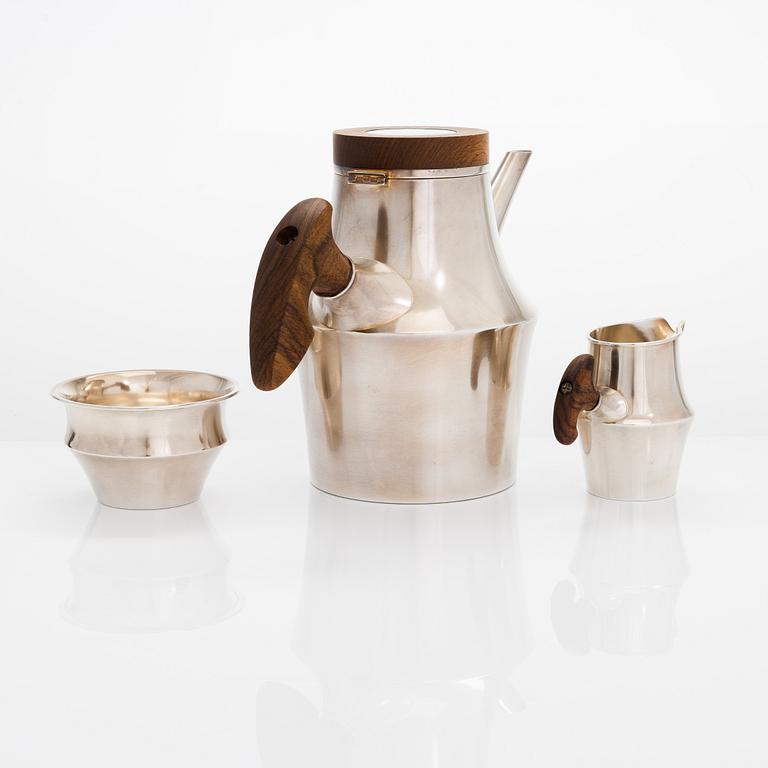 Tapio Wirkkala, a 3-piece 'TW176' silver coffee set, marked TW, Kultakeskus, Hämeenlinna 1959-60.