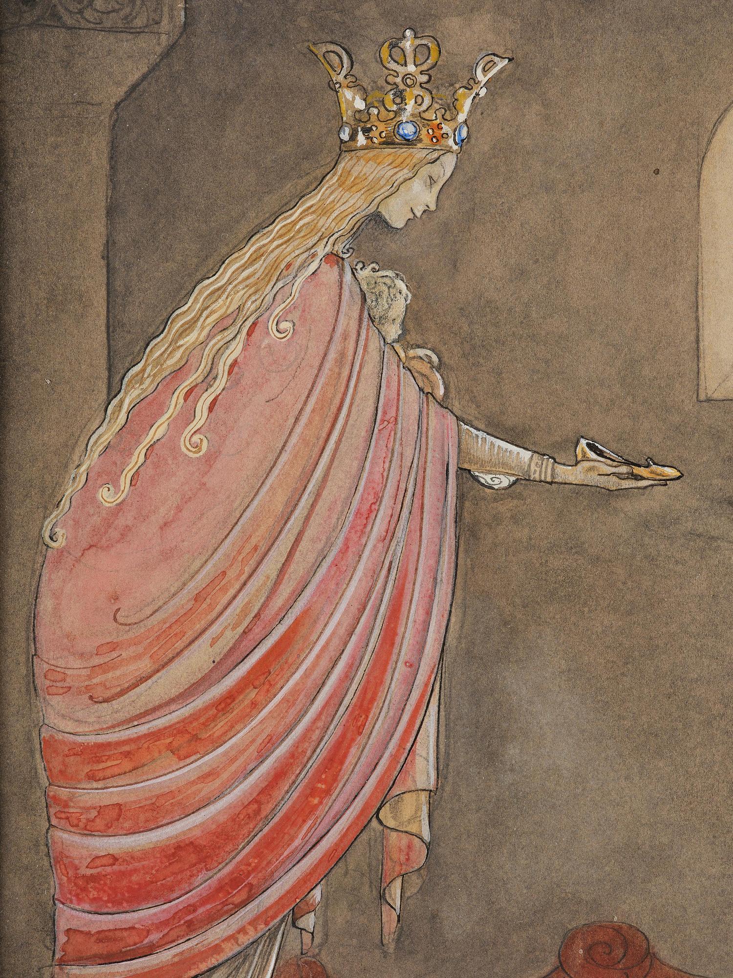 John Bauer, "Madonnan ger spelmannen sin ena sko" (from "Spelmannen som fick madonnans guldsko").