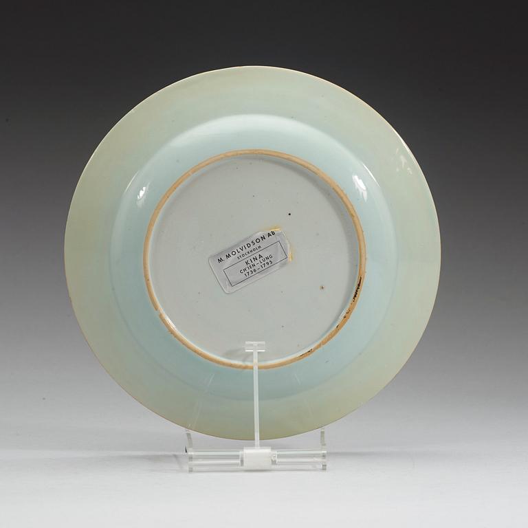 TALLRIKAR, sex stycken, kompaniporslin. Qingdynastin, Qianlong (1736-95).