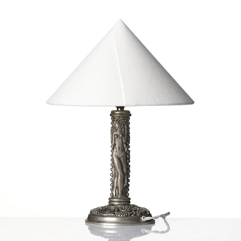 Anna Petrus, a rare pewter table lamp, Firma Svenskt Tenn, Stockholm, 1927.