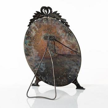 A silver plated table mirror, Gustavian style, 20th Century.