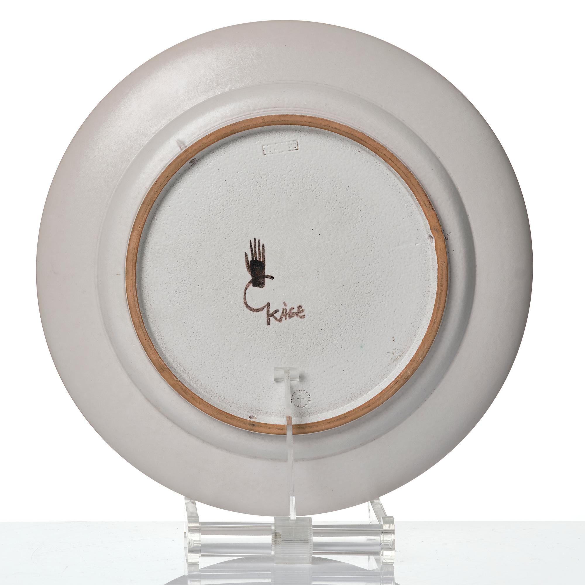 Wilhelm Kåge, two faience dishes, Gustavsbergs studio, Sweden, 1940's.