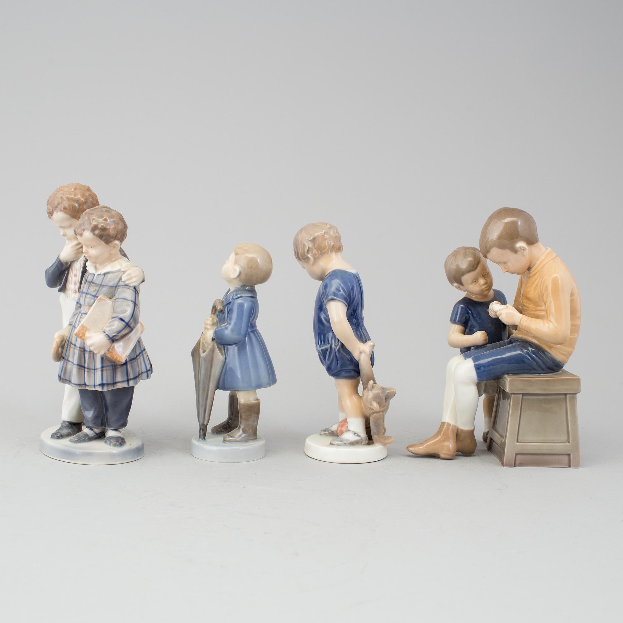 BING & GRØNDAHL & ROYAL COPENHAGEN, four porcelain figurines, late 20 th century.