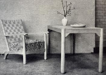 Axel Einar Hjorth, a stained pine "Väddö" easy chair, Nordiska Kompaniet, Sweden, 1930s-40s.