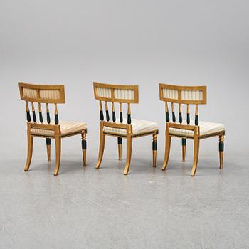 A set of three late Gustavian style chairs, 19th Century.