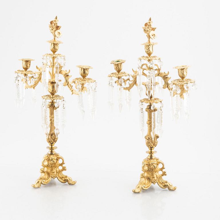 A pair of gilded candelabras, second half of the 19th century.