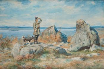 573. Johan Tirén, Sami boy with dog.