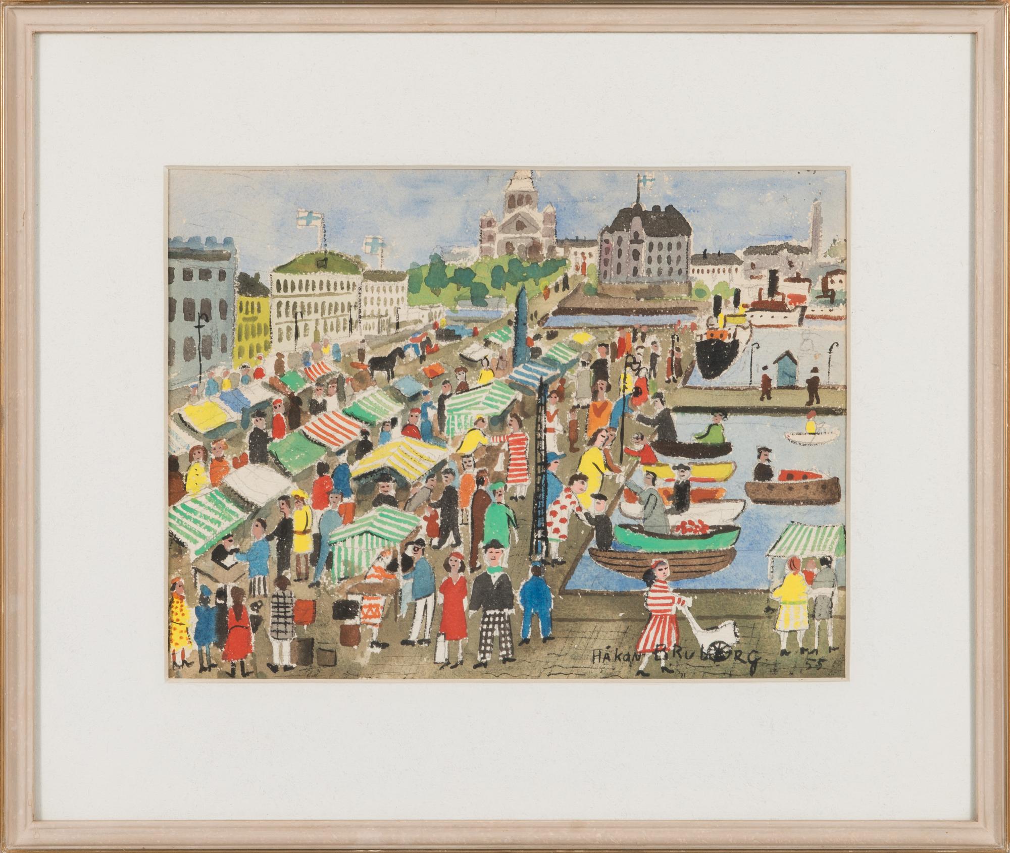 Håkan Brunberg, mixed media, signed and dated -55.