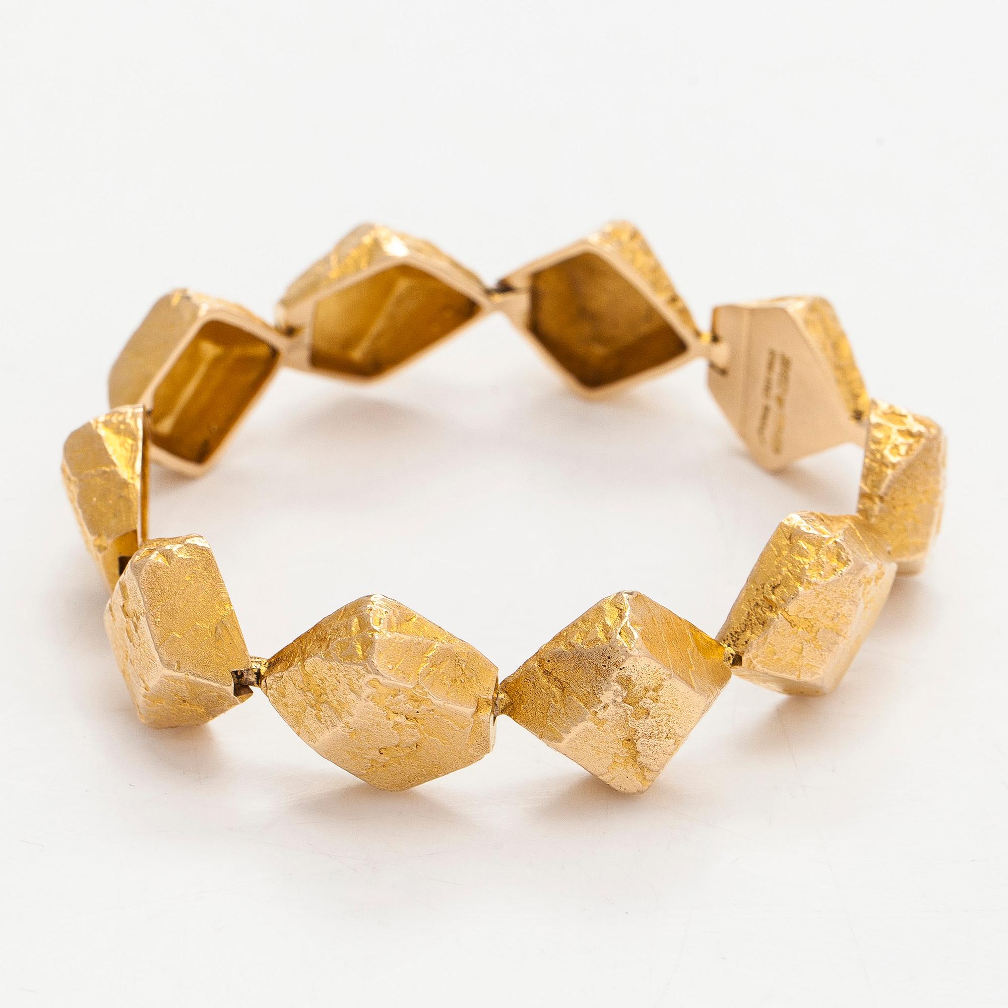 Björn Weckström, a 14K gold bracelet 'Lapp Stones' for Lapponia 1970.