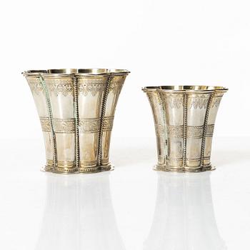 Two Danish silver beakers, including A. Michelsen, Copenhagen, Denmark, Swedish import marks 1966.