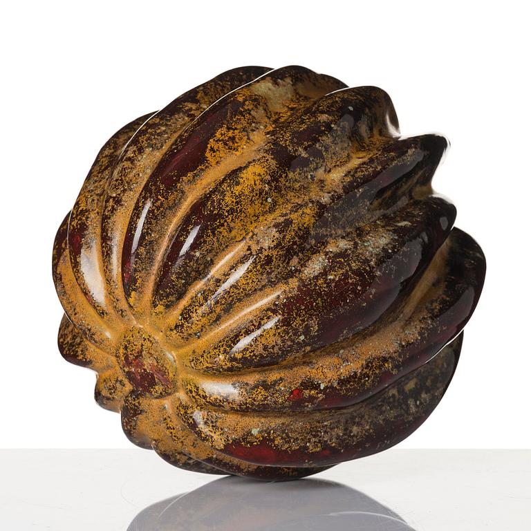 Hans Hedberg, a faience sculpture/vase of a pumpkin, Biot, France.