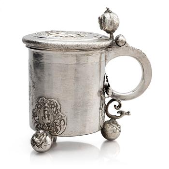 241. An Estonian late Baroque silver tankard, mark of Andreas Berg, Pärnu (active 1712-1717).