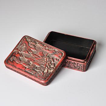 A set of four imari dishes, a blue and white bowl and a Japanese lacker box, Meiji period (!868-1912).