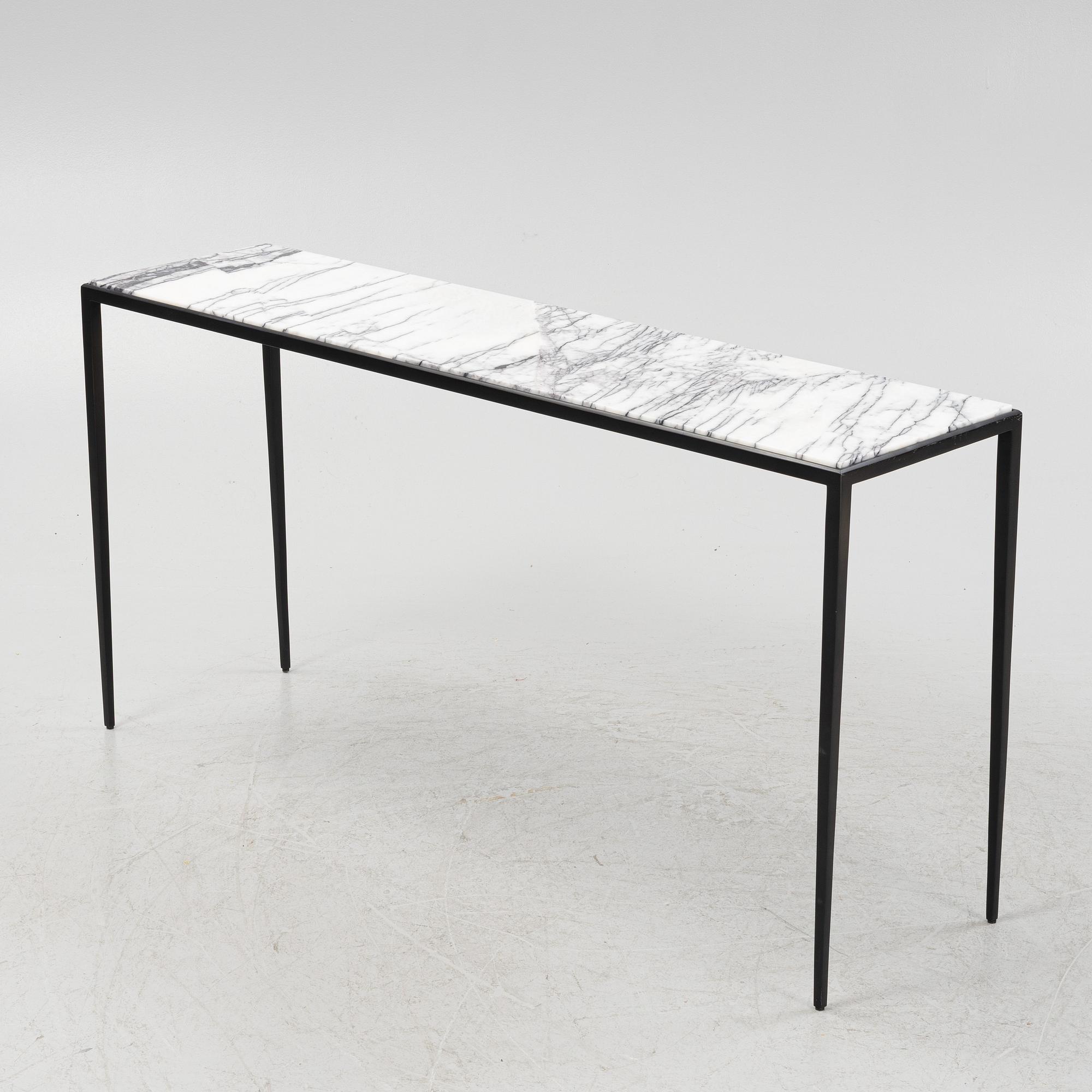 A steel and marble side table, Newport.