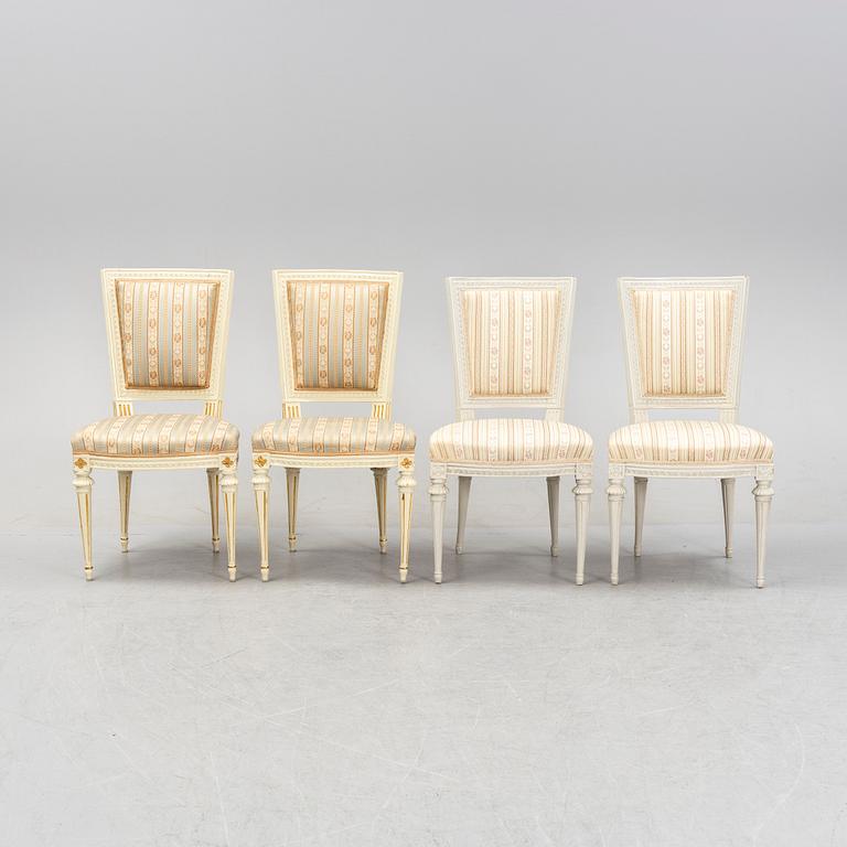 A set of four Gustavian chairs, second half of the 18th Century.