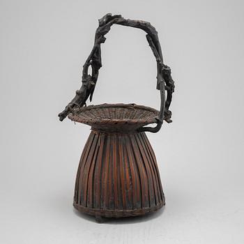 A Japanese Hanakago, 'Ikebana' bamboo basket for flower arrangement, first half of the 20th century.