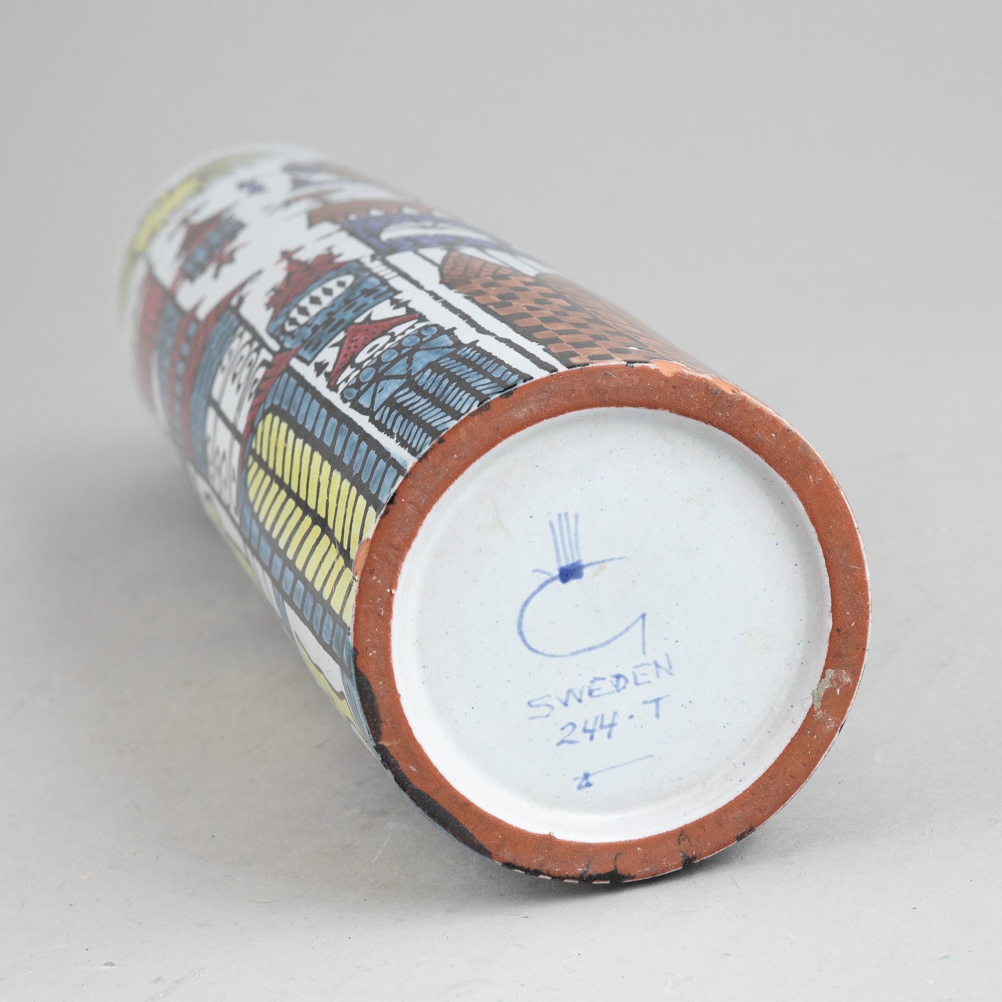 An earthenware 'Karneval' vase by Stig Lindberg, Gustavsberg Studio.