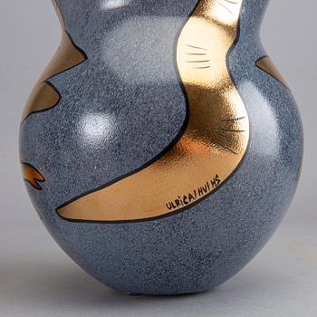 AN ULRICA HYDMAN-VALLIEN VASE AND BOWL, glass, signed Kosta Boda artist collection.