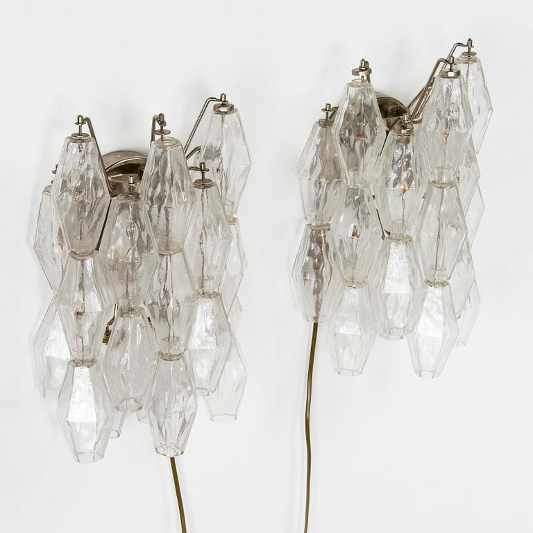 Carlo Scarpa, a pair of  1950's/60's 'Polyhedra' wall lights for Venini Murano Italy.